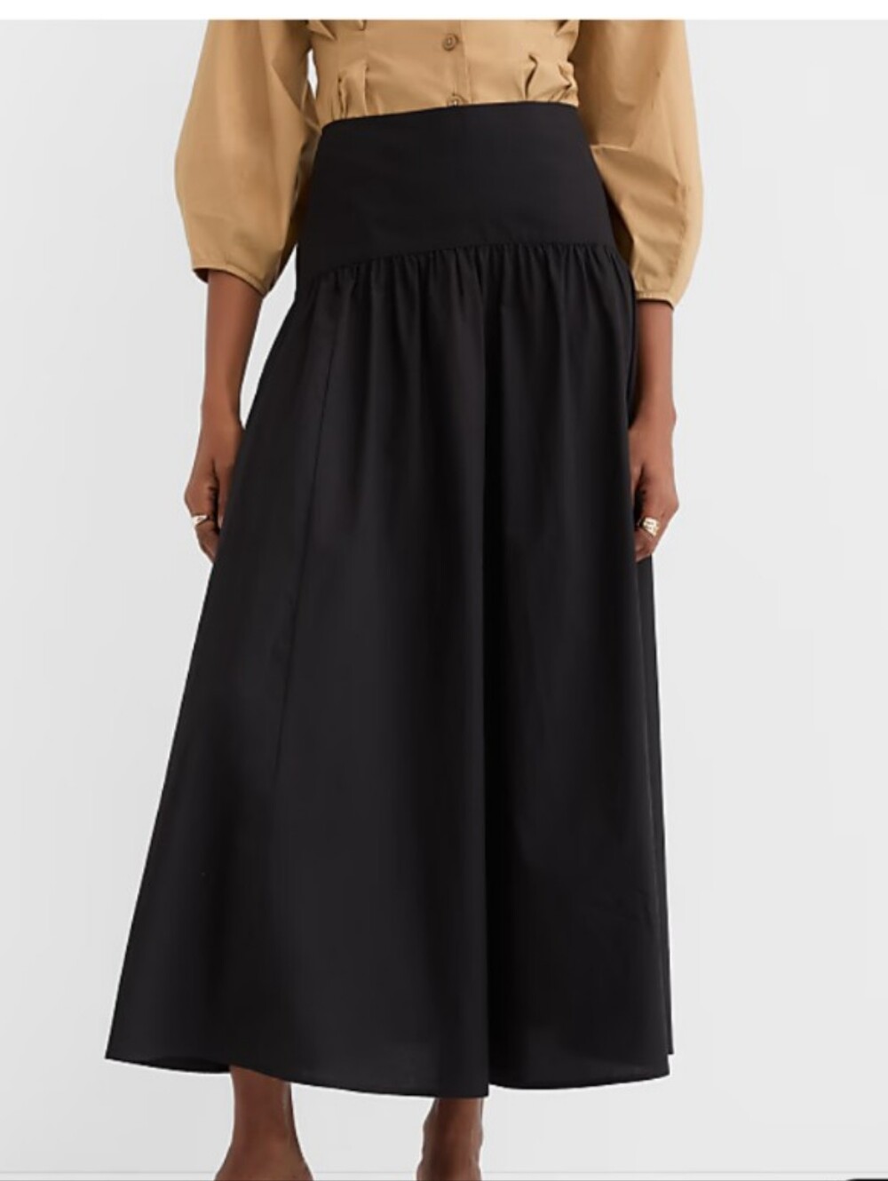 Loft Black Pleated Maxi Skirt